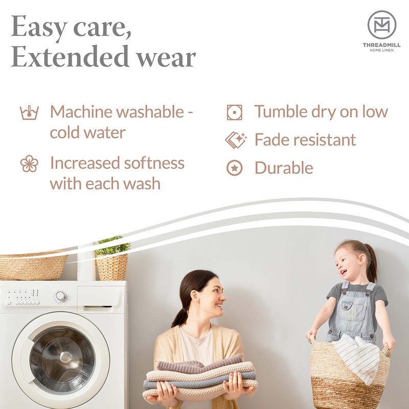 Threadmill Luxury Cotton Blankets for Queen Size Bed | All-Season 100% Cotton Queen Size Blanket | Herringbone Cozy, Soft Breathable Fall Thermal Blanket fits Full Size Bed, 90x92 | Beige - Image 5